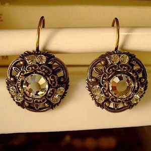 VICTORIANA Brass Swarovski Crystal Earrings
